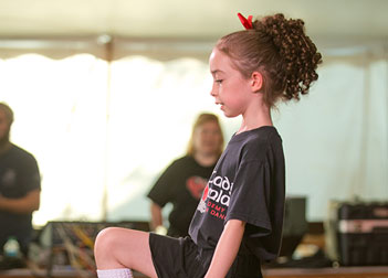 Young girl in a recreational Irish dance class